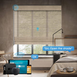 SmartWings Natural Woven Wood Roman Shades Work with HOMEKIT, Smart Motorized Window Blinds Bamboo Roman Shades for Smart Home/Office, Rechargeable Cordless Remote Control, Customized, Fabric Sample SmartWings