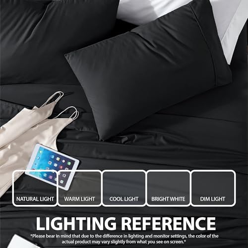 Cathay Home Essentials Ultra Soft Hypoallergenic Wrinkle Resistant Double Brushed Microfiber Bedding Sheet Set, Black, Twin Cathay Home