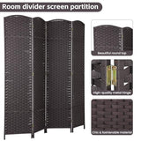 4 Panel 5.57 FT Tall Waterproof Wood Frame Room Divider - Folding Screen Room Divider with Japanese Paper Design- Partition Wall Divider & Room Partitions and Dividers (Brown, 4 Panel) RROCOSIA