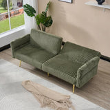 Zentrava Green 79" Convertible Futon Sofa Bed with Adjustable Backrest & Armrests, Modern Corduroy Folding Loveseat Sleeper Couches with Two Soft Pillows for Living Room Apartment Office (Green) Zentrava