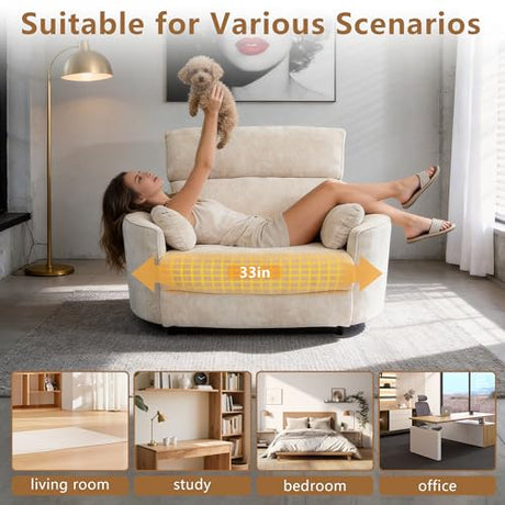 450lbs Oversized Power Recliner Chair for Big and Tall Adults, 52" Extra Wide Electric Recliner with USB & Type-C Ports, Chenille Fabric Single Sofa Chair for Living Room & Bedroom, Beige YI DANICA