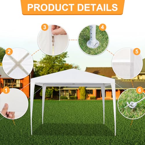 Outvita Outdoor Party Tent, Patio Canopy Tent Gazebo with Removable Sidewalls Instant Event Tent for Cater Events Wedding Birthday Pavilion Beach BBQ (10'x10') Outvita