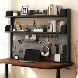 Clamp On Desk Shelf Organizer with Pegboard Desk Hutch Dorm with Storage Bookshelf Desk Top Organizer Shelf Multi-Purpose White & Black Desktop Shelves & Office Shelves (Black, W - 23.6") Lefedrasticity