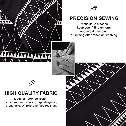 WONGS BEDDING Black Comforter Set Twin, Reversible Boho Triangle Striped Down Alternative Comforter Set for Twin Bed - 2 Pieces (1 Comforter + 1 Pillowcases), Microfiber Bedding Set 68"x 86" WONGS BEDDING