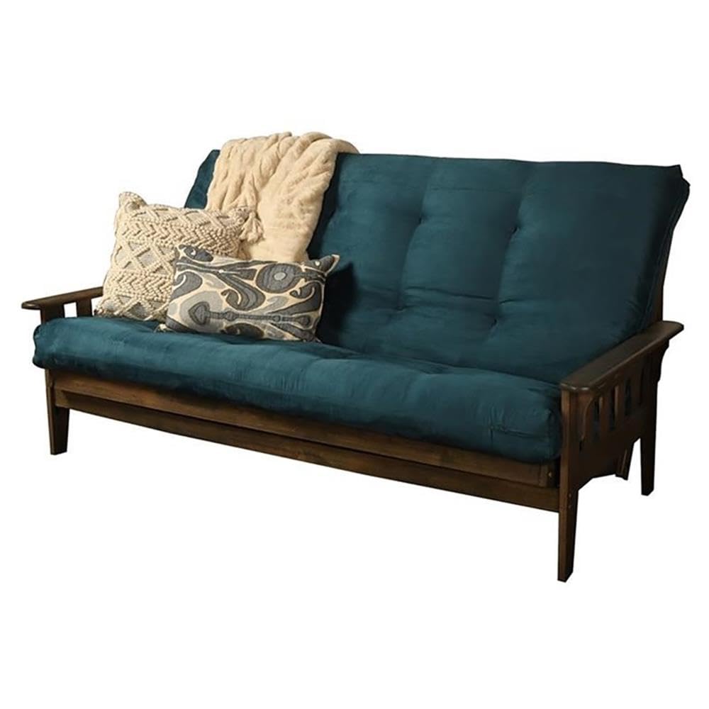 Kodiak Tucson Queen Futon Frame and Mattress Set - Wood Futon with Mattress Included in Fabric Mattress (Gray/Walnut) Kodiak Furniture