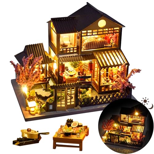 DIY Miniature House Kit, Mini House Kit for Beginners, DIY Dollhouse Kit for Adults to Build, Model Building Craft Diorama Kit, Ideal Gifts for Mothers Day Birthday Christmas(Japanese Garden House)