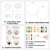 ORIGACH 4 Pack Animal Embroidery Kits Cat Frog Owl Fox Embroidery Sampler Kit Include Adjustable Hoops and Instruction Starter DIY Needlepoint for Adult Beginners