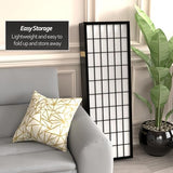 4 ft. Short Window Pane Shoji Screen - Black - 8 Panels Red Lantern