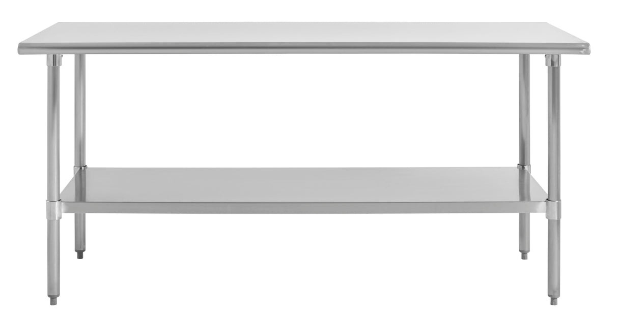 Kratos Stainless Steel Kitchen Prep Table 72"x24" with Undershelf, NSF Worktable for Restaurants - 18ga/430SS (28W-008) Kratos