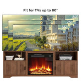 Fireplace TV Stand for Television up to 80 Inch,Entertainment Center with Adjustable Shelf,Mid-Century Modern Fluted TV Stand with 23" Electric Fireplace,Media Console for Living Room,Bedroom Mxtxmy