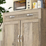 HOMCOM 67" Pantry Cabinet, Modern Kitchen Hutch, Freestanding Storage Cabinet with Glass Doors, Adjustable Shelves and Drawers for Home, Dining Room, Living Room, Gray HOMCOM