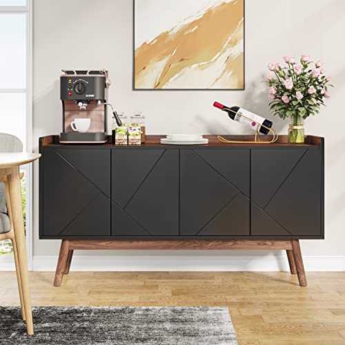 Tribesigns Sideboard Buffet Cabinet with Storage 55" Black Kitchen Sideboard Cabinet, Wood Coffee Bar Cabinet with Doors, Accent Sideboard Cabinet, Console Table Cabinet for Dining Room Livin - WoodArtSupply