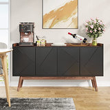 Tribesigns Sideboard Buffet Cabinet with Storage 55" Black Kitchen Sideboard Cabinet, Wood Coffee Bar Cabinet with Doors, Accent Sideboard Cabinet, Console Table Cabinet for Dining Room Living Room Tribesigns