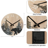 SwallowLiving Cabin Bear Wall Clock 12 Inch Silent Non Ticking Clock Wooden Forest Wildlife Mountain Lodge Wall Clock Battery Operated Rustic Farmhouse Wall Clock SwallowLiving