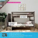 Max & Lily Bunk Bed, Twin-Over-Twin Bed Frame For Kids With Stairs, Clay Max & Lily