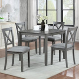 Harper & Bright Designs Modern 5-Piece Wooden Dining Table Set for 4, Grey Square Kitchen Table & 4 Upholstered Seating Chairs, Acacia/Birch Veneer, Space-Saving Design for Dining Room & Small Spaces Harper & Bright Designs