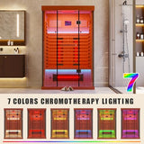 MEISSALIVVE Full Spectrum Infrared Sauna，1-2 Person Home Sauna，Red Cedar Indoor Sauna with Resonance Speaker, Panoramic Tempered Glass Door MEISSALIVVE
