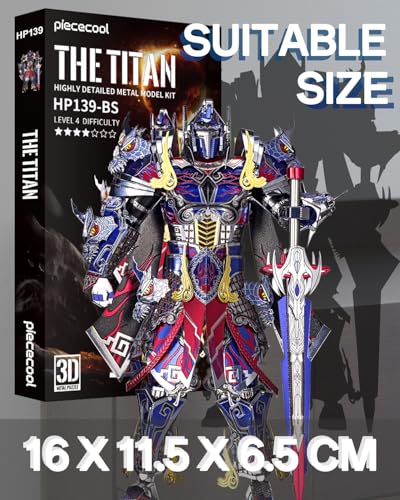 Piececool 3D Metal Puzzles Mecha Model Kits-The Titan Figure Model Building Blocks Kits for Adults, DIY Brain Teaser 3D Puzzle for Men Teen Students Hobbies Fidget Gifts -157 Pcs