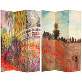 Red Lantern 6 ft. Tall Double Sided Works of Monet Canvas Room Divider 3 Panel Freestanding Folding Privacy Screen Partition and Separator for Modern and Contemporary Bedroom Home Office Studio Dorm Red Lantern