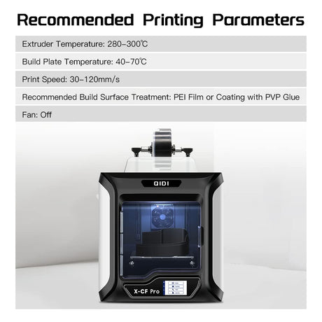 R QIDI TECHNOLOGY PA12-CF Nylon Filament 1.75 Black, Carbon Fiber Nylon Filament 1.75mm 1Kg Spool 3D Printer Filament, High Strength, High Precision, No Warpage, Low Moisture Sensitivity R QIDI TECHNOLOGY
