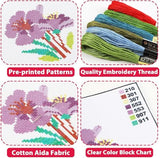 Beginner DIY Stamped Cross Stitch Kit with Embroidery Hoop Pre-Printed Pattern Fishing Trout Fish DIY Needlepoint Craft Kit for Adults Includes All Supplies Wall Art Decor Gift 33x33cm (196)
