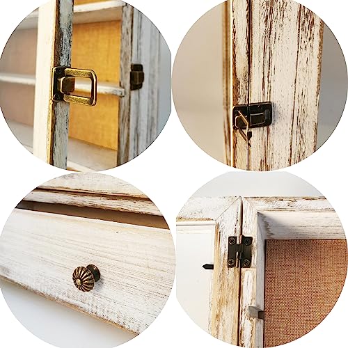 LITAITAI 12 x17inch Shadow Box Frame with Shelves,1 Drawer 3 Removable Shelfs–Wooden Acrylic Display Cases, Wall Mount Keepsake Box,Shadow Box with LITAITAI