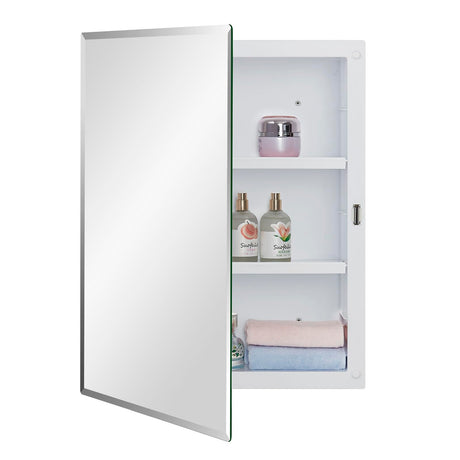 IDYLLOR Plastic Medicine Mirror Cabinet for Bathroom 16 x 20 inch, Surface and Recessed Mount IDYLLOR