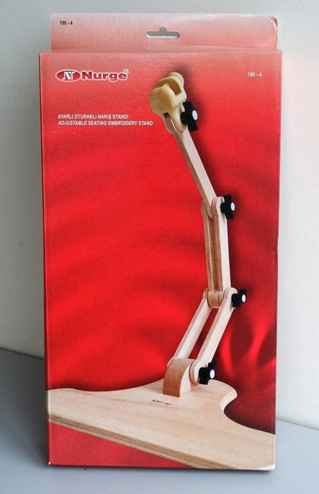 Nurge Adjustable Embroidery Table Stand, Cross Stitch Hoop Stand, Embroidery Hoop Holder. Hand Polished Natural Wood. ( Model No:190-4) Nurge