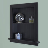 Fox Hollow Furnishings 14x18 Aiden Recessed Wall Niche Medicine Cabinet Replacement, in The Wall Bathroom Cabinet Insert Shelf/Shelves, Made in North America, Real Wood, NO MDF, Beadboard, Black Fox Hollow Furnishings