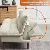 Portaforta Convertible Sofa Bed 72″ Fabric Couch with Adjustable Backrest Loveseat Recliner Sleeper Living Room Furniture futon Set for Apartment Small Space, Beige Portaforta
