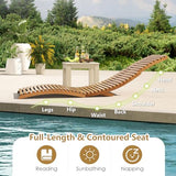 Tangkula Patio Folding Wooden Lounge Chair, Teak Wood Pool Chair with Slatted Seat, Outdoor Portable Low-Profile Sun Lounger for Poolside, Backyard, Porch, Beach (1)