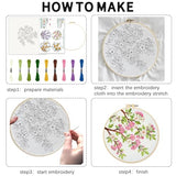 INFUNLY 4 Pack Seasons Flowers Embroidery Starter Kit for Beginners Branches Leaves DIY Embroidery Kits for Adults Stamped Needlepoint Set with Step-by-Step Instructions Threads Craft Lover Gift