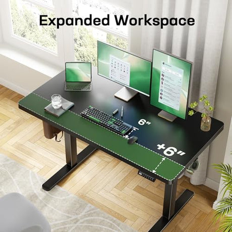 Marsail 63 x 30 Electric Standing Desk with One-Piece Desktop, Sit Stand Desk with Thickened Tabletop, Height Adjustable Stand Up Desk with Cable Management for Home Office(Frame+Desktop, 2 Packages) Marsail