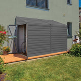 Arrow Yardsaver 4' x 10' Galvanized Steel Outdoor Storage Shed with Sloped Roof and Double-Door Entry, UV-Resistant Steel Floorless Compact Storage Shed, Charcoal Arrow