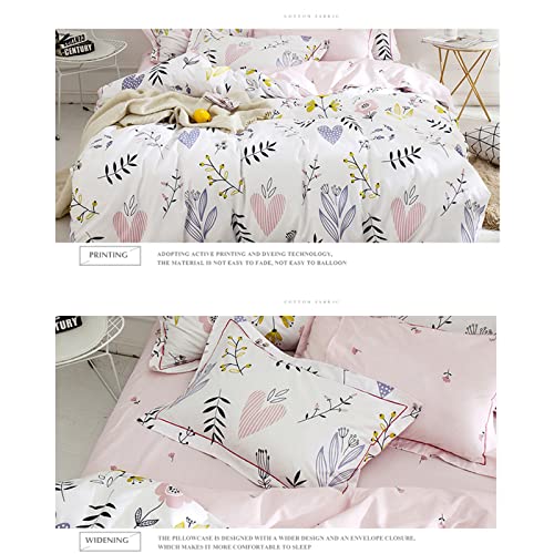 HighBuy Girls Duvet Cover Full Size Bedding Sets Floral Aesthetic Coquette Bedding Set White Pink Premium Cotton Teens Flower Bedding Sets Kids Comforter Cover Soft Branches Full Pink HighBuy