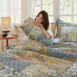 Secgo Queen Comforter Set for Bed - 100% Cotton Quilts Queen Size, Green, Sage Bedspreads (90 * 98 Inch) with 2 Pillow Shams, Patchwork Reversible Lightweight Bedding Secgo