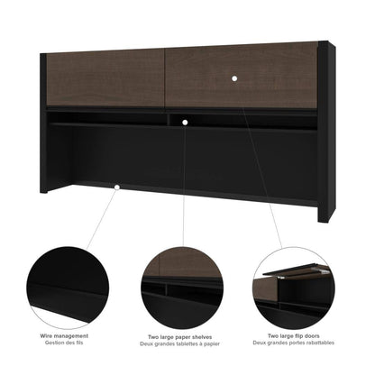 Bestar Connexion U-Shaped Executive Desk with Lateral File Cabinet and Hutch, 72W, Antigua & Black