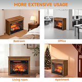 Innoflame 28" Electric Fireplace with Mantel, Freestanding Fireplaces with Realistic Flame & Logs, Remote Control, Timer, Adjustable 4 Flame Brightness, Indoor Fireplace for Living Room & Bedroom Innoflame