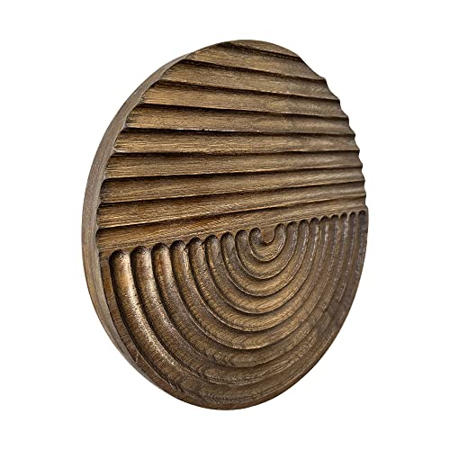 Musanpou Hand-carved Wood Wall Decor featuring Artistic Round Design for Farmhouse and Country-style Interiors | Wall Art Decoration | 11.8 inches x 11.8 inches (brown) Musanpou