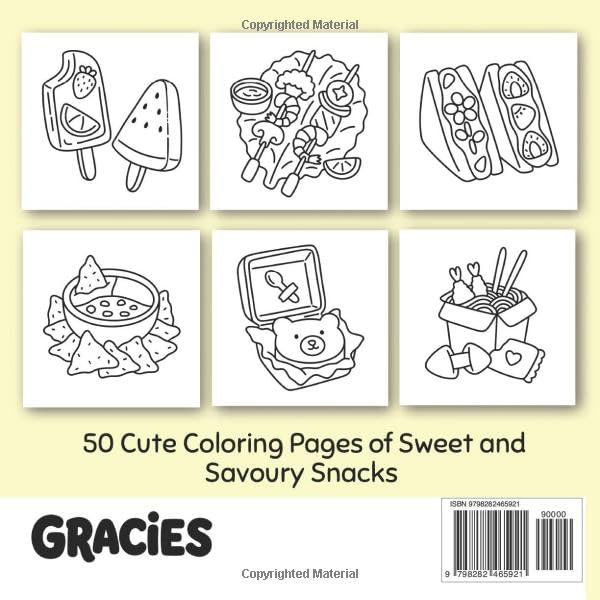 Cute Snacks: Bold and Easy Food Coloring Book for Adults and Teens WoodArtSupply