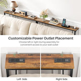 Kitstorack Narrow Console Table Behind Sofa Couch, Design with Adjustable Height (25"-33") & Power Outlets, Small Entryway Table - 5.9" D x39.4 L, Rustic Brown Kitstorack