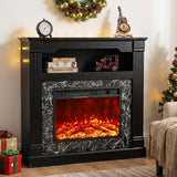 40" H Electric Fireplace with Mantel, 23" 4800 BTU Freestanding Electric Fireplace for Small to Medium Rooms, Heating to 60-99°F, LED Flame, Overheat Protection, Remote Control, Black Wood Grain ViridKnot