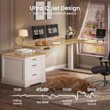 SEDETA Farmhouse L Shaped Electric Standing Desk, 70.9" x 39.4" Height Adjustable Office Executive Desk with 3 Drawers, Standing Computer Desks with Power Outlet for Home Office, Oak SEDETA