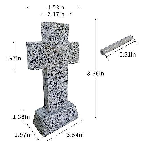 ALLMKPY Angel Dog Outdoor Memorial Garden Lawn Cross Headstone, Lost Dog Pet Dog Funeral Memorial Sympathy Gift, Dog Cadaver Burial Site Marker - WoodArtSupply