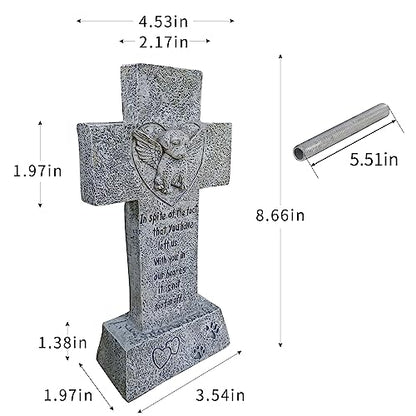 ALLMKPY Angel Dog Outdoor Memorial Garden Lawn Cross Headstone, Lost Dog Pet Dog Funeral Memorial Sympathy Gift, Dog Cadaver Burial Site Marker - WoodArtSupply