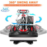 AKEYDIY 8 in 1 Heat Press Machine for T Shirts, 12x15 Swing Away Sublimation Heat Transfer Machine, GeniusPress Shirt Press Machine, Digital Tshirt Press Combo for Hat|Cap|Mug|Plate|Bag|Mouse Pads AKEYDIY