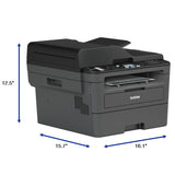 Brother Monochrome Laser All-in-One MFCL2710DW Value Version (MFCL2717DW) adds 2-Year Warranty, Black/Grey Brother