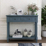 Harper & Bright Designs TREXM Daisy Series Console Table Traditional Design with Two Drawers and Bottom Shelf (Navy) Harper & Bright Designs
