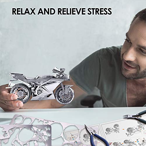 Piececool 3D Metal Puzzles for Adults, DIY 3D Motorcycle Model Kits,3D Puzzles for Teen Men Craft Kits, Great Birthday Gifts, 72 Pcs