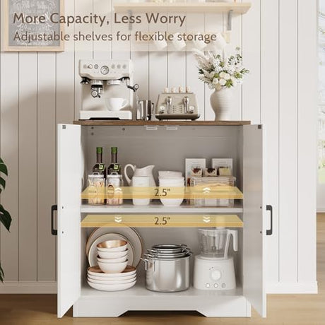 Sideboard Buffet Cabinet, Modern Farmhouse Kitchen Storage Cabinet, Small Modular Accent Cabinet Coffee Station Bar Media Console Table Credenza for Kitchen Dining Room, Living Room Entryway Hallway Vividwood